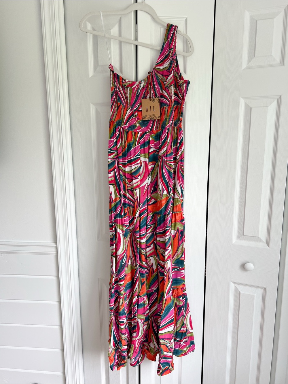 NWT L Anthropologie Abel the Label One-Shoulder Multicolor Maxi Kelissa Dress